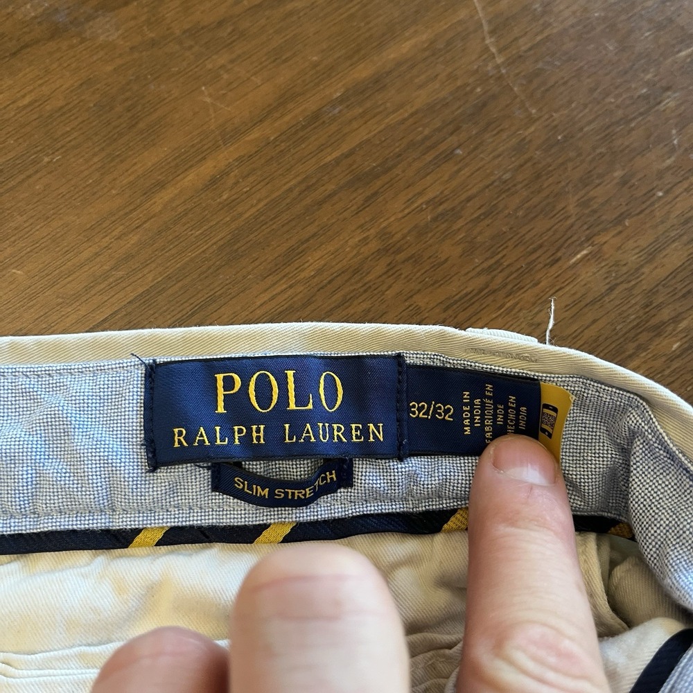 Polo Ralph Lauren Pants Mens 32x32 Tan Khaki Stretch Slim Fit Chino Twill Casual - Picture 8 of 16